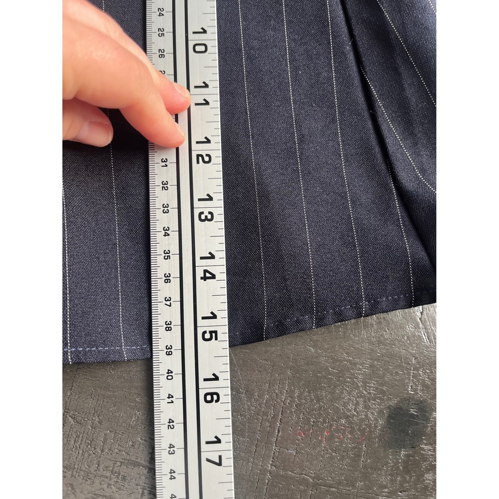 American‎ Apparel Womens XS Navy Blue Pinstripe High Waisted Pleated Mini Skirt - Picture 8 of 8